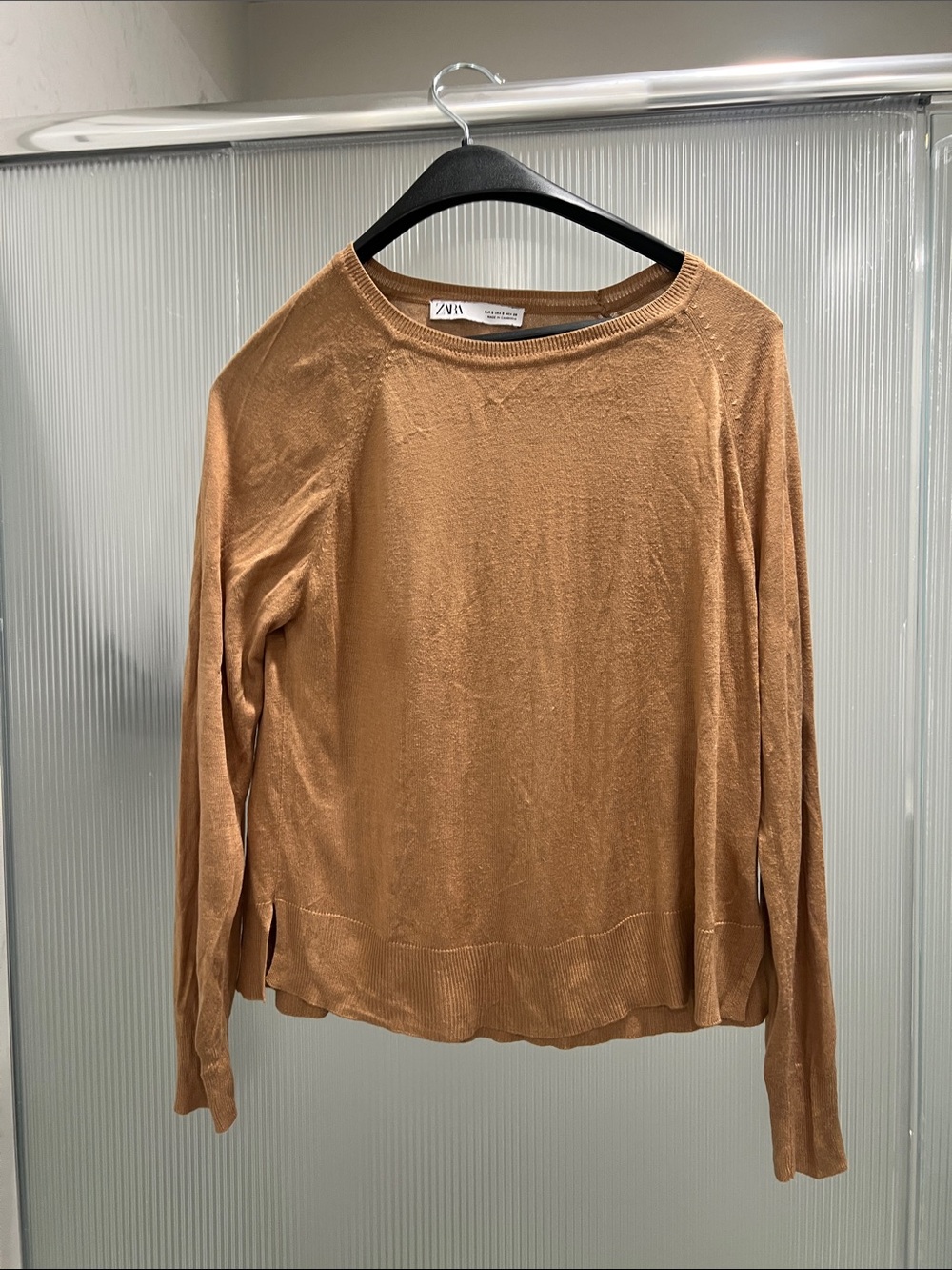 Zara Lightweight Crewneck Sweater - Camel Brown